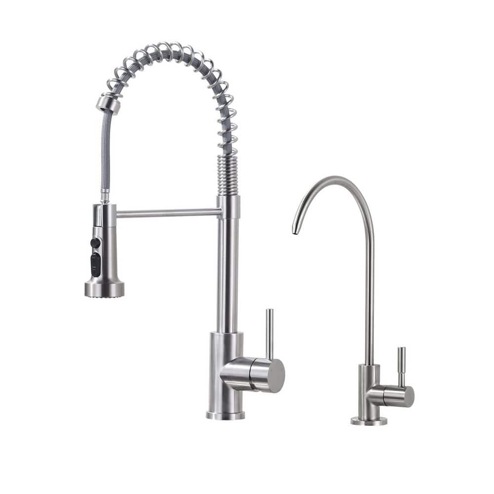 Single Handle Pull-Down Sprayer Kitchen Faucet, Kitchen Faucet with Direct Drinking Water Faucet in Brushed Nickel price history on PriceWatchPro