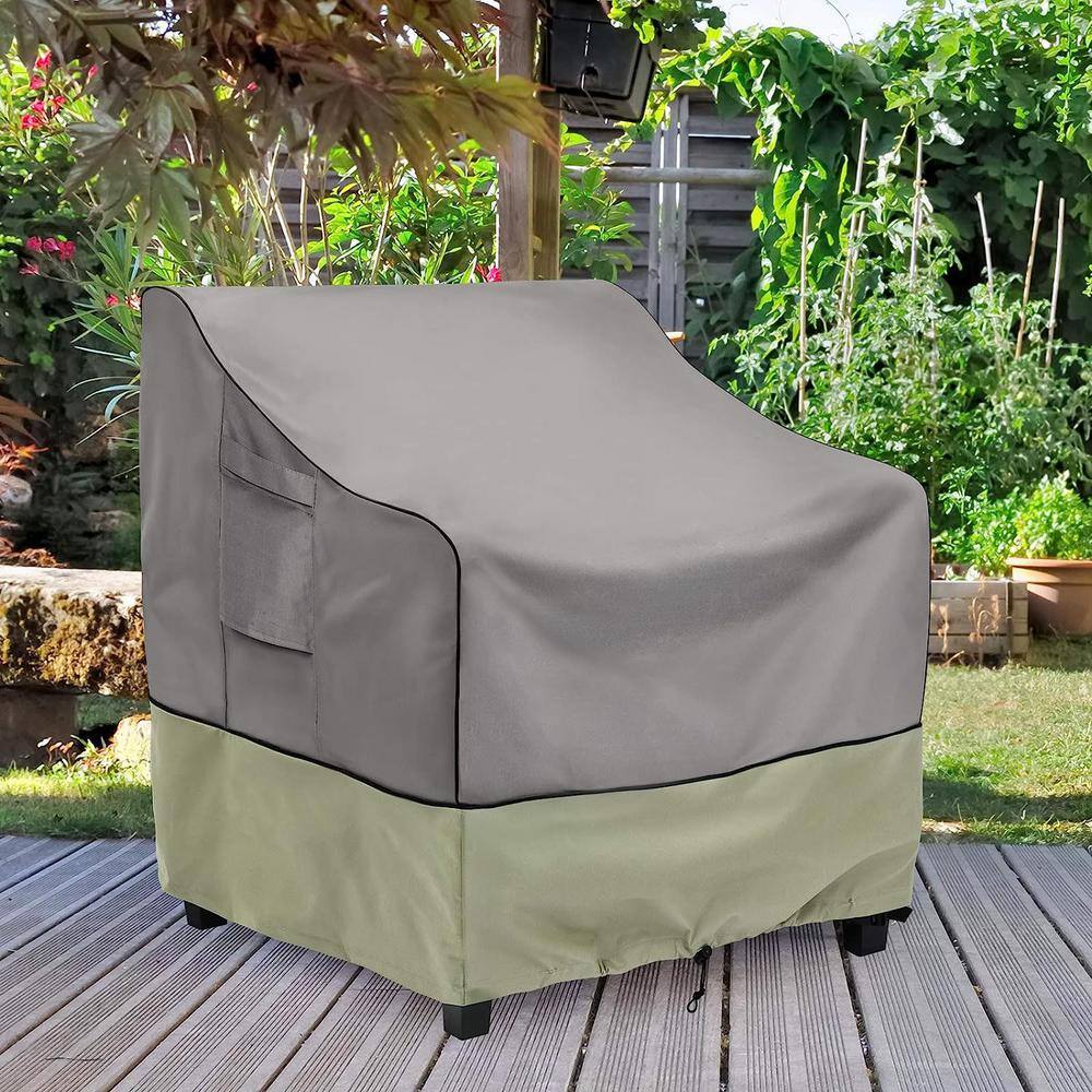 Heavy-Duty Waterproof Grey and Beige Patio Chair Covers, 2-Pack