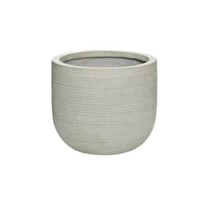 11.02 in. W x 9.84 in. H Small Round Light Grey Ficonstone Indoor Outdoor Horizontally Ridged Cody Planter