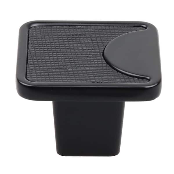 GlideRite 1-1/4 in. Square Matte Black Embossed Leather Drawer Knobs (10-Pack)