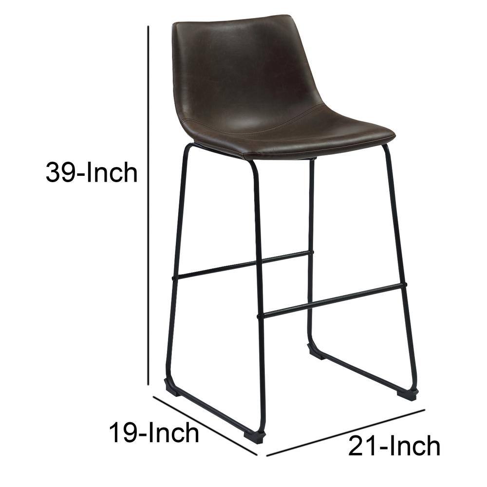 Brown Leather Adjustable Swivel Bar Stool with Wood and Metal Base