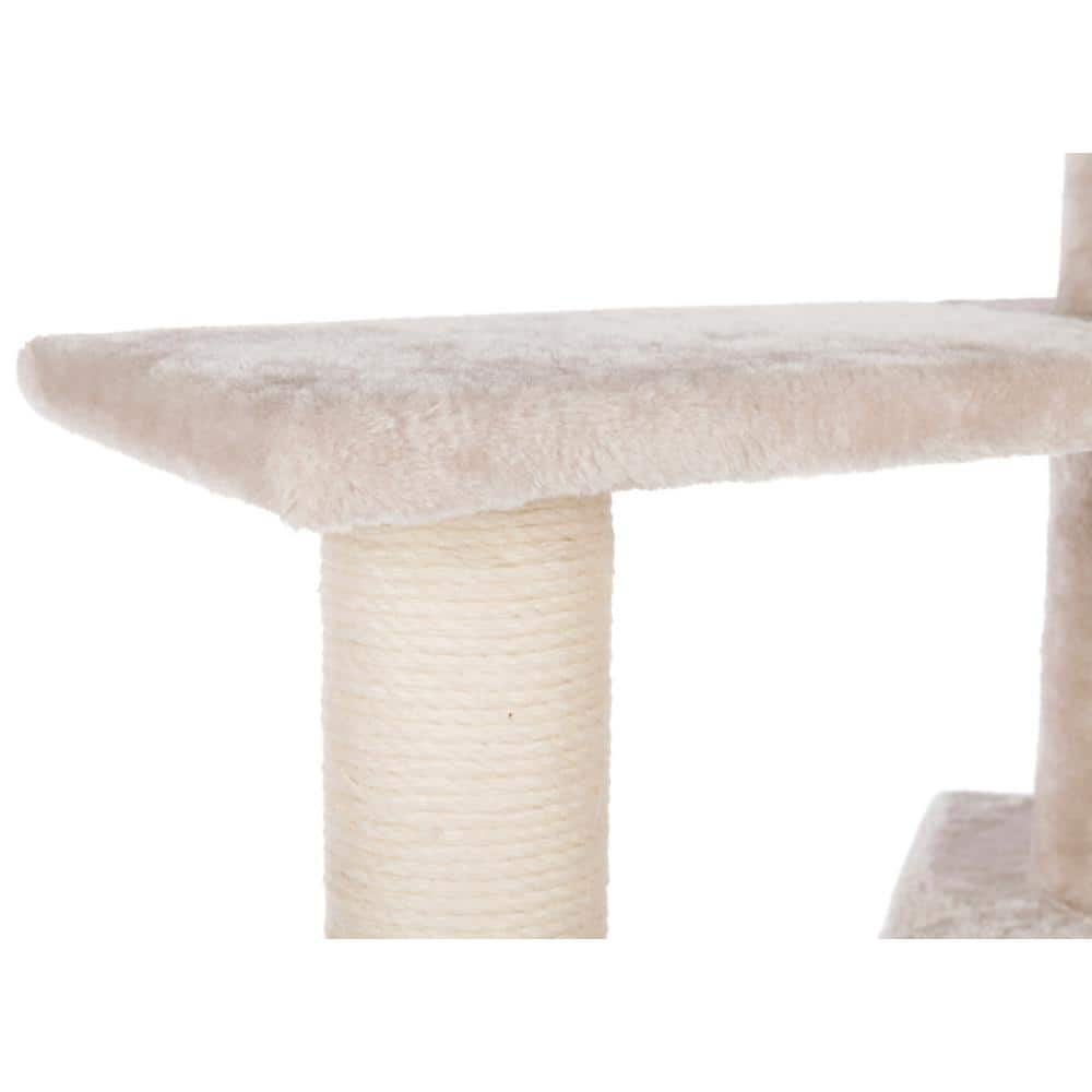 Greige Plush and Sisal 4-Level Cat Tree with Bed