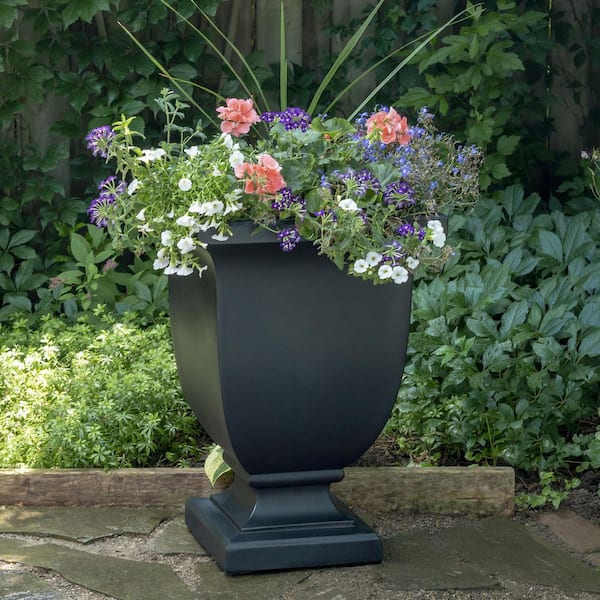 Augusta 26 in. Tall Self-Watering Black Polyethylene Planter