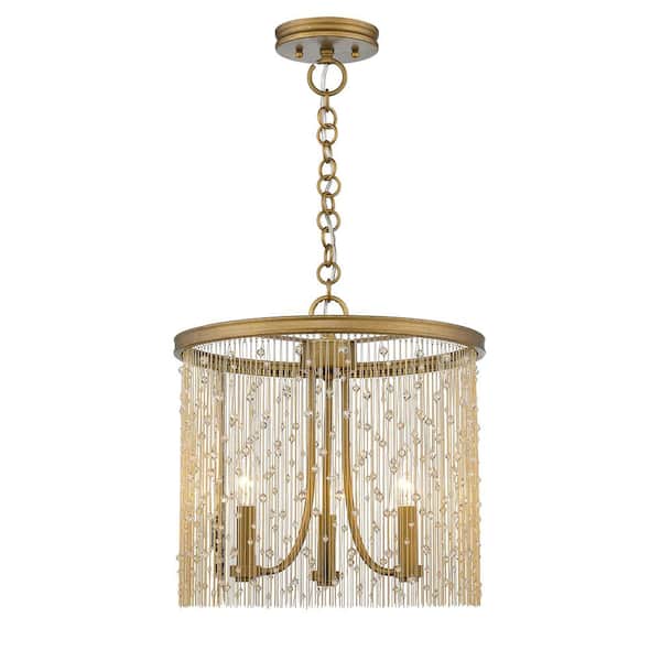 Golden Lighting Marilyn CRY 3-Light Peruvian Gold and Crystal Pendant