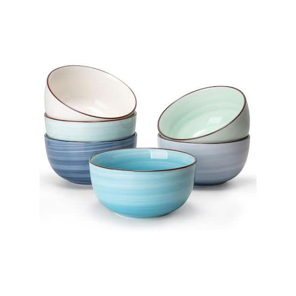10 fl. oz. Assorted Colors Ceramic Dessert Bowls (Set of 6)