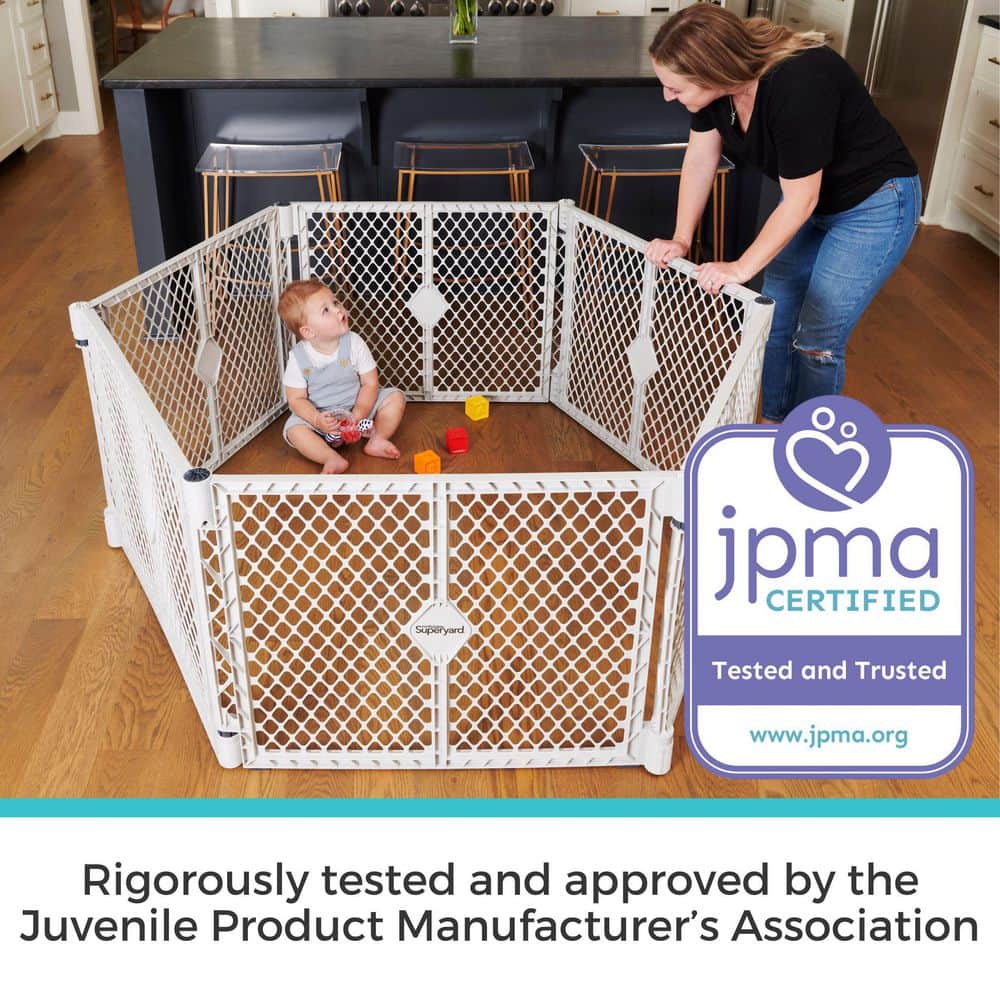 26 in. Superyard 6-Panel Play Yard and Barrier with Wall Mounts