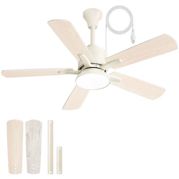 42 in. Outdoor Classic White Weatherproof Downrod Standard Ceiling Fans with Lights, IP65 Waterproof for Patios, Pergola