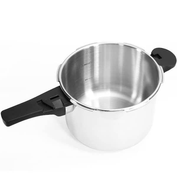 Turbo 6 qt. Silver 15-PSI Stove Top Pressure Cooker Induction Compatible with Easy-Lock Lid