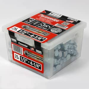 1/2 in. x 4-1/4 in. Carbon Steel Stainless Still Wedge Hex Head 46lbs. Wedge Anchor (25-Pack)