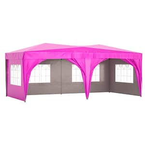 20 ft. x 10 ft. Pink Pop Up Canopy with 6 Removable Sidewalls and Carry Bag