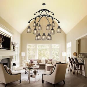 Retro 13-light Vintage Wrought Iron Black Creative Ceiling Chandelier for Kitchen Island Dining Living Room Bedroom