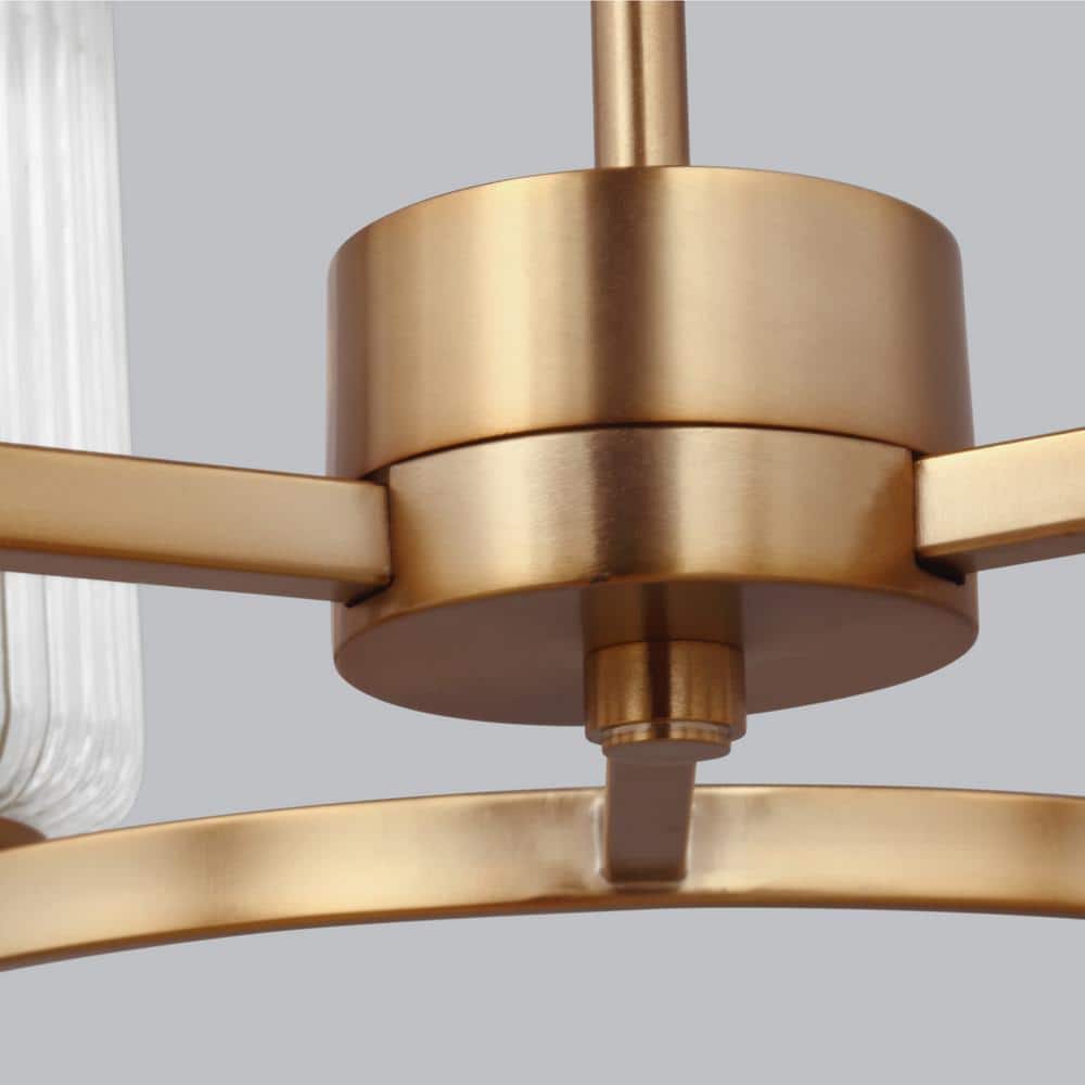 Beaumont Satin Brass 6-Light Chandelier with Clear Fluted Glass Shades