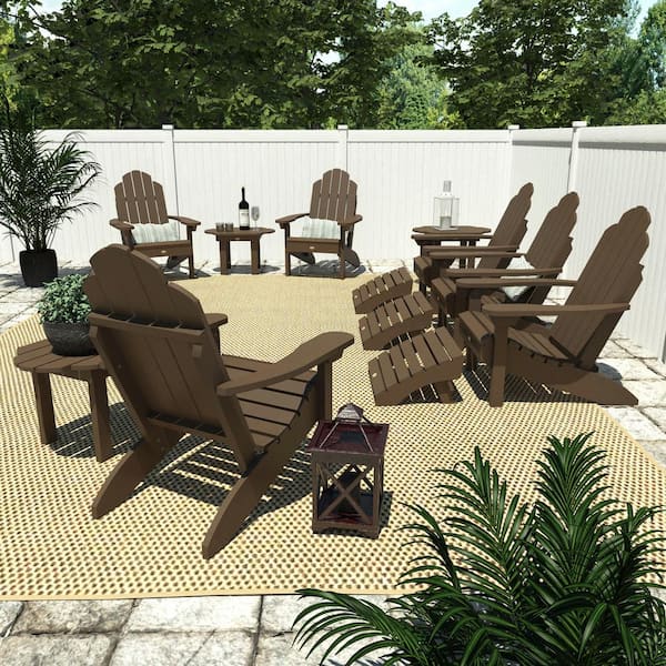 Classic Wesport Weathered Acorn 12-Piece Recycled Plastic Patio Fire Pit Seating Set