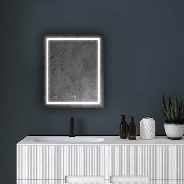 Daytona 24.00 in. W x 30.00 in. H Frameless Rectangular LED Light Bathroom Vanity Mirror in Clear
