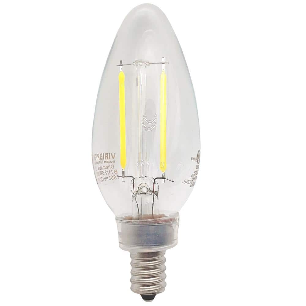 Clear Dimmable LED Filament B11 E12 Light Bulbs, 12-Pack