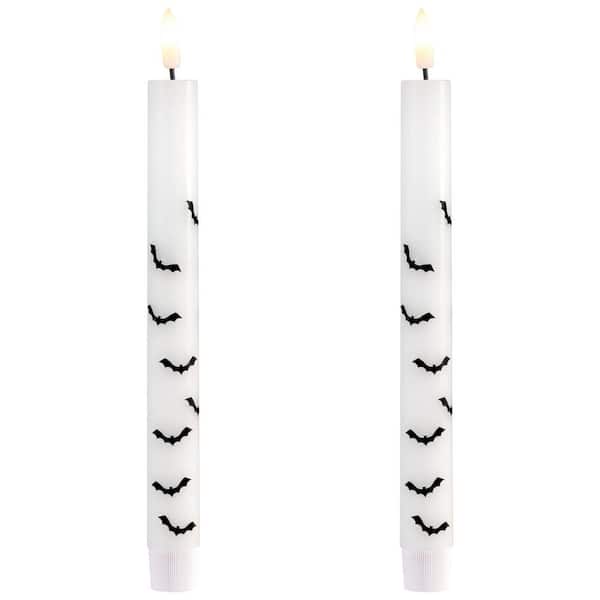 LED Flickering Flameless Wax Tapered Flying Bats Halloween Candles - 9.75 in. (Set of 2)