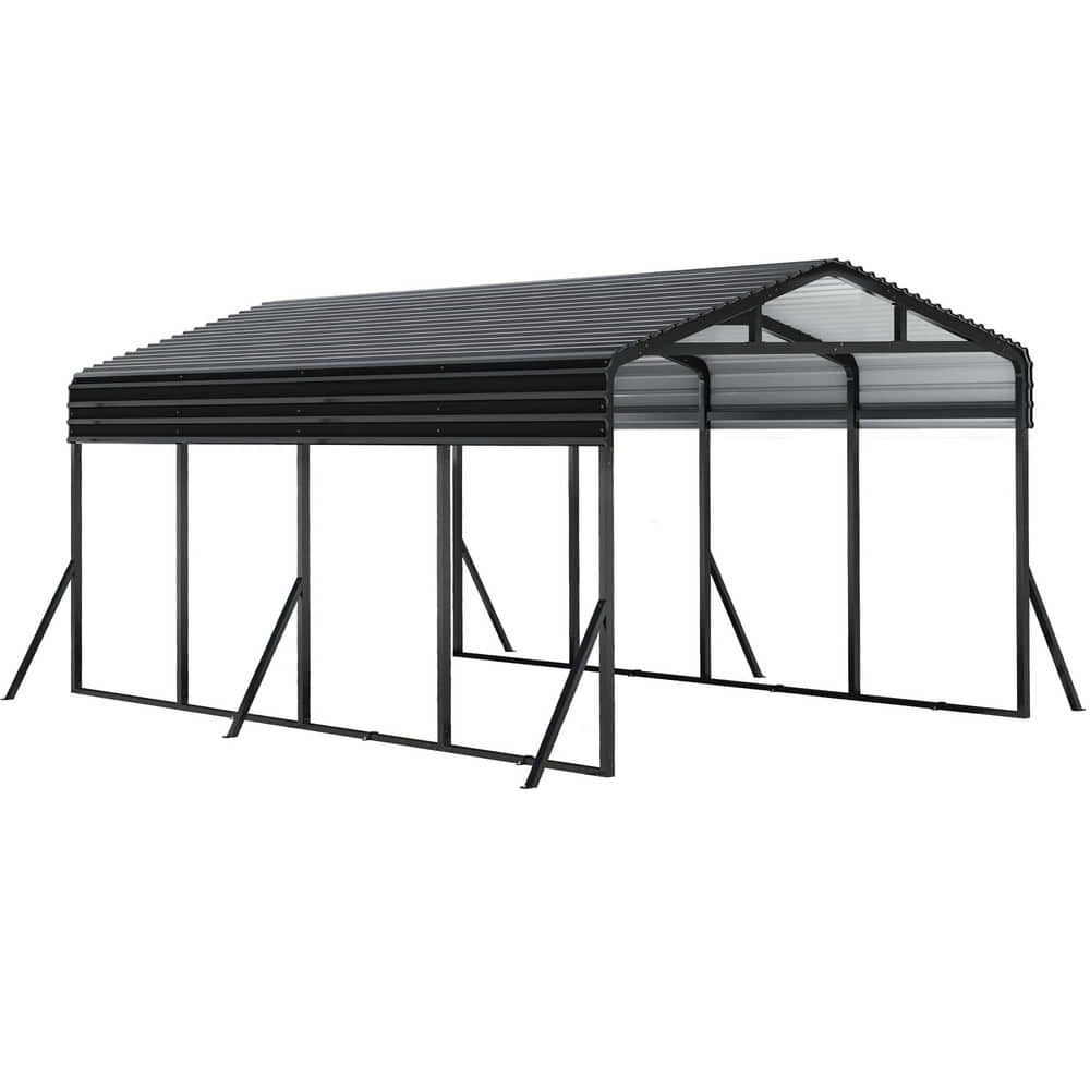 12 ft. W x 20 ft. D Heavy Duty Metal Carport Canopy with Triangular Frame, 
