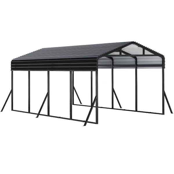 AirWire 12 ft. W x 20 ft. D Heavy Duty Metal Carport Canopy with Triangular Frame, Car Shelter, UV and Weather Resistant