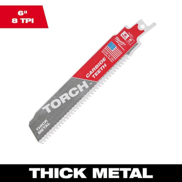 Milwaukee 6 in. 8 TPI Torch Carbide Teeth Metal Cutting SAWZALL Reciprocating Saw Blade (1-Pack)
