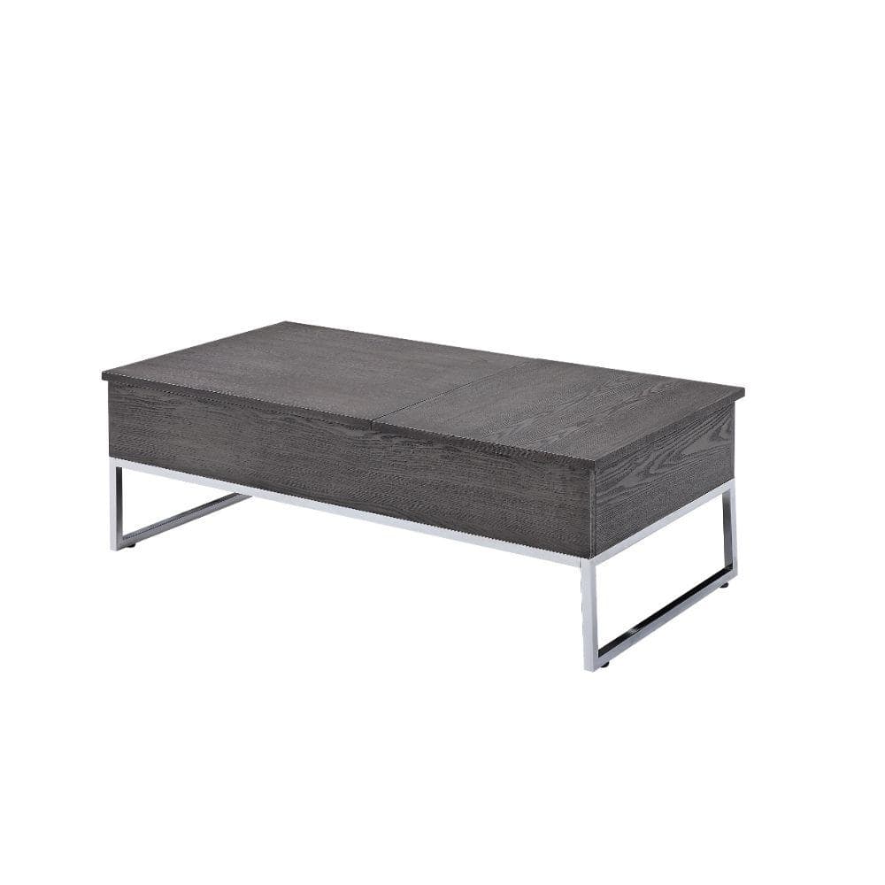 Benjara 48 In. Gray Silver Large Rectangle Wood Coffee Table With Lift 