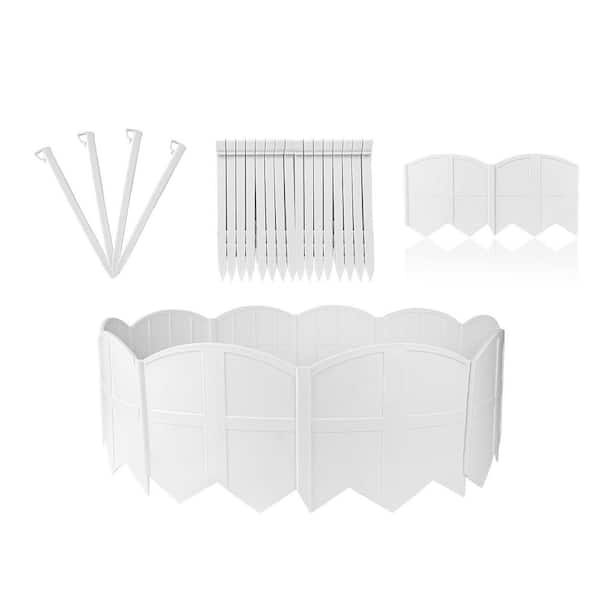 Oyezvary 12.16 in. PP Material Garden Fence Decorative Landscape Edging with 20 Stakes for Lawn Flower Bed Yard 20 ft. White
