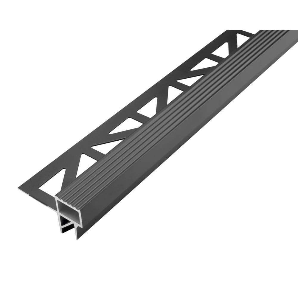 SQUARESTEP LED 102 in. x 0.71 in. x 0 in. Anti-slip step profile lighting Aluminum Anodized Matte Black Stair Nosing price history on PriceWatchPro