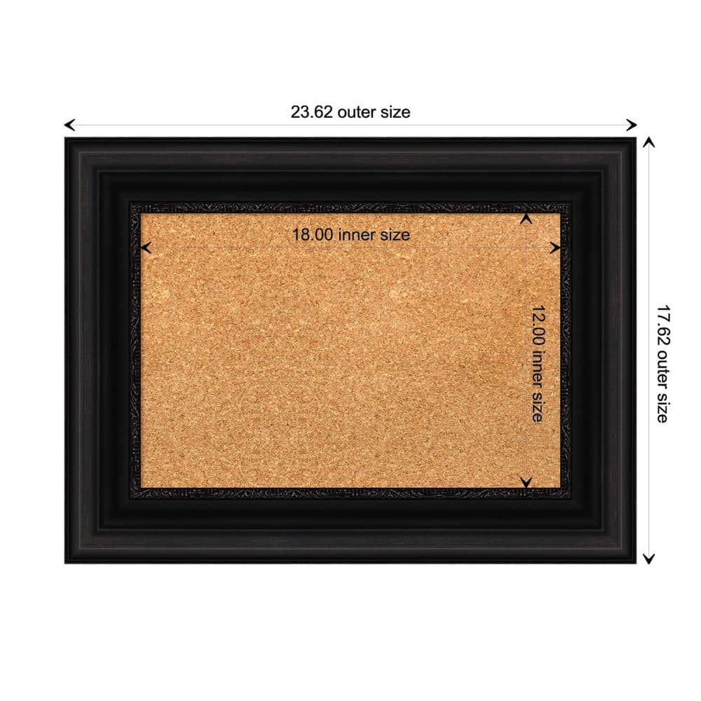 Parlor Black Framed Corkboard with Ornate Design, 24x18