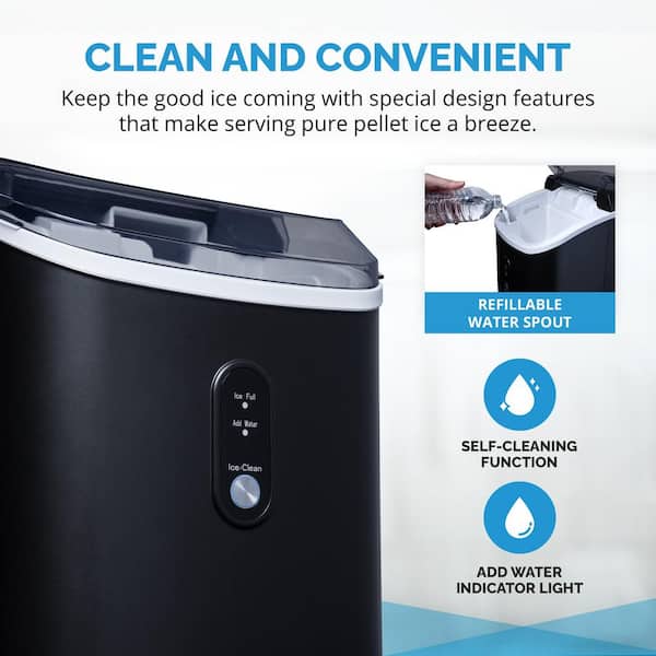 NewAir 44lb. Nugget Countertop Ice Maker with Self-Cleaning Function Black  Stainless Steel NIM044BS00 - Best Buy
