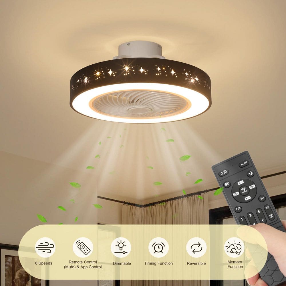 MultiEase 20 in. LED Indoor Black Bladeless Low Profile Ceiling