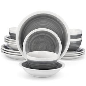 ORI 16 Piece Modern Gray Stoneware Dinnerware Set Tableware (Service for 4)