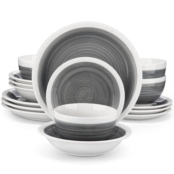 vancasso ORI 16 Piece Modern Gray Stoneware Dinnerware Set