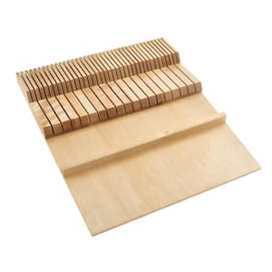 18.5 in. W x 2 in. H x 22 in. D Maple Dual Row Trimmable Knife Block Drawer Organizer Insert