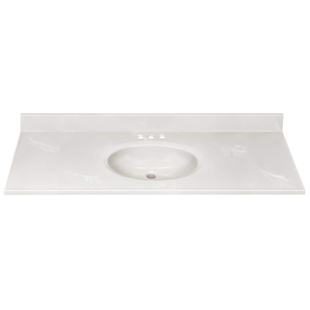 Ivory Swirl Cultured Marble Vanity Top with Integrated Sink