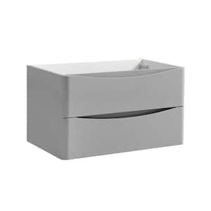 Tuscany 32 in. Modern Wall Hung Bath Vanity Cabinet Only in Glossy Gray