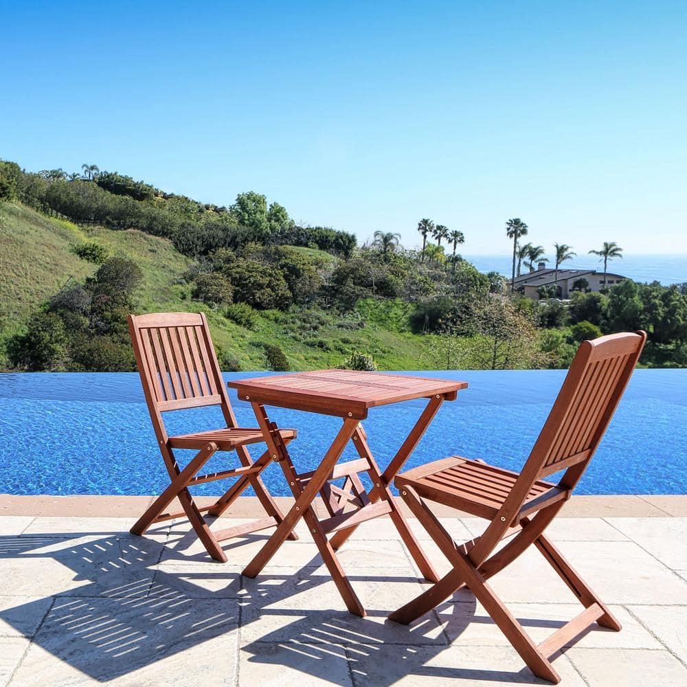 Malibu 3-Piece Wood Outdoor Dining Set -  Vifah, V03SET1