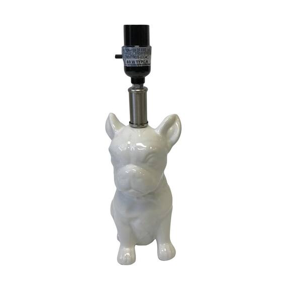 Adesso Mix & Match White Ceramic Dog Figurine Accent Table Lamp Base