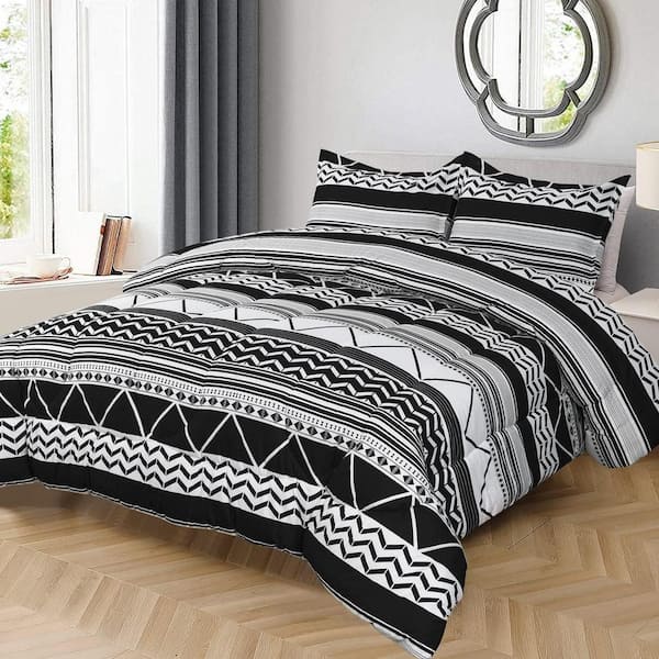 Shatex 3-Piece Gray All Season Bedding King Size Comforter Set, Ultra Soft Polyester Elegant Bedding Comforters