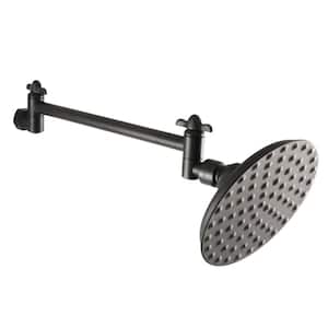 Victorian 1-Spray Patterns 5-1/4 in. Wall Mount Fixed Shower Head with 10 in. Shower Arm in Matte Black