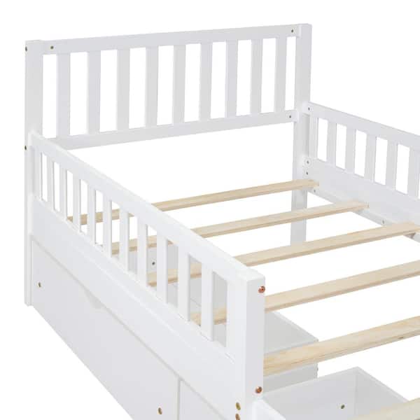 Harper & Bright Designs White Wood Frame Twin Size Platform