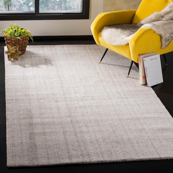 Abstract Light Gray 4 ft. x 4 ft. Striped Square Area Rug