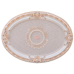 43 in. x 3 in. x 32 in. French Blanco Oval Chandelier Polysterene Ceiling Medallion Moulding