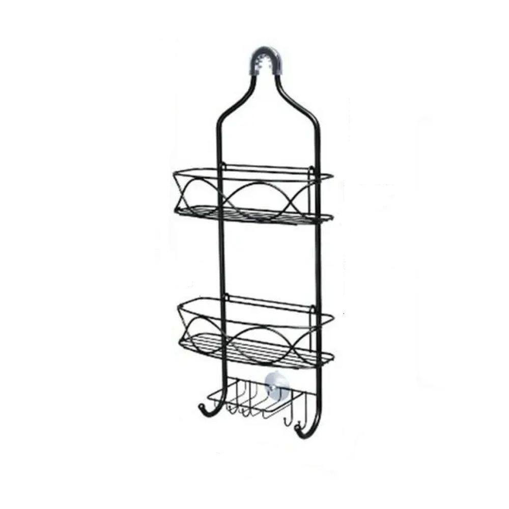 Wall Mount Hanging Shower Caddy Black Over Showerhead in with Soap Holder a