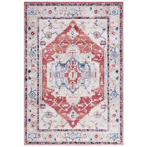 Luna Beige 5 ft. x 8 ft. Distressed Ornate Area Rug