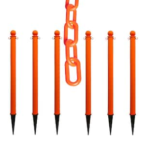 Safety Orange Medium Duty Ground Pole and Chain Kit