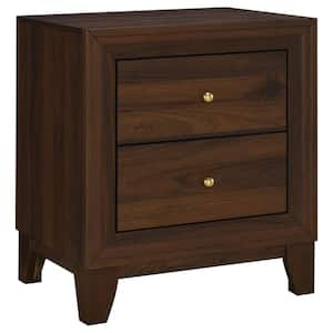 Welsley Walnut 2-Drawer Nightstand Bedside Table