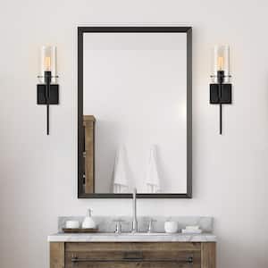 1-Light Blackened Bronze Armed Sconce Set with Glass Shades (Set of 2)