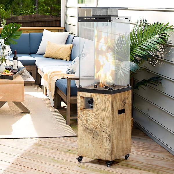 Gardenbee 41,000 BTU Brown Propane Gas Outdoor Patio Heater With Square Glass Tube Heater Cover