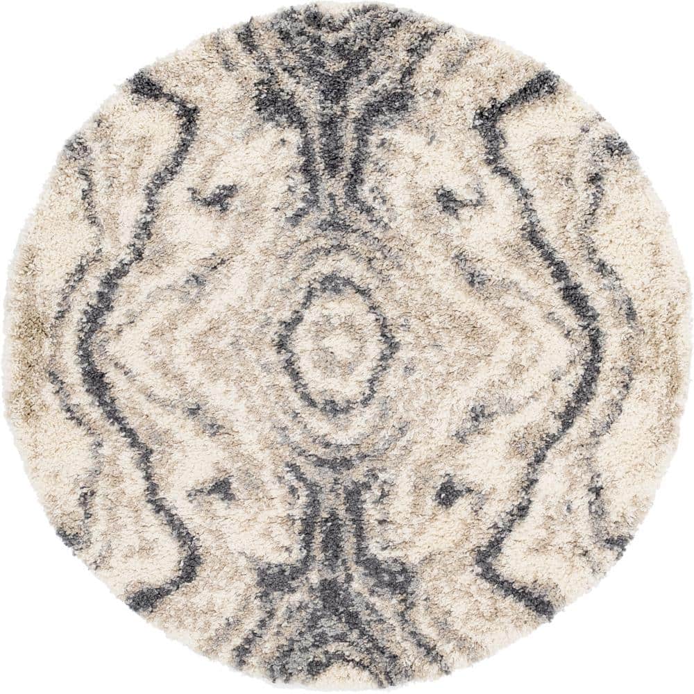 Hygge Shag Valley Gray 5 ft. x 5 ft. Round Rug price history on PriceWatchPro