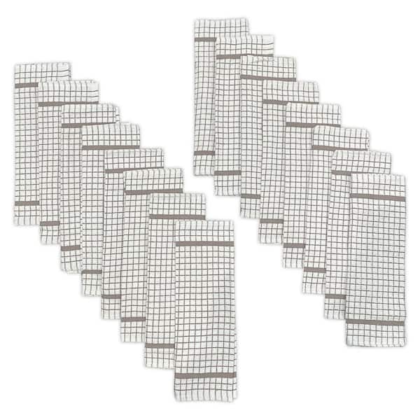 Hampton Grey Checkered Cotton Blend Dishcloth Set of 16