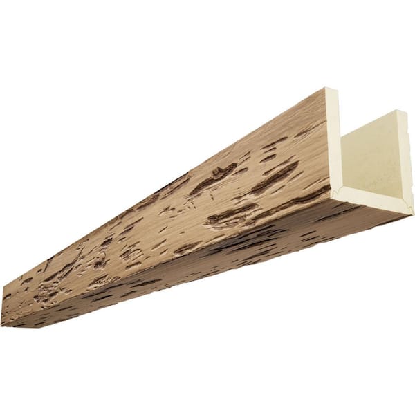 Ekena Millwork Endurathane 10 in. H x 10 in. W x 16 ft. L Pecky Cypress Buttercream Faux Wood Beam